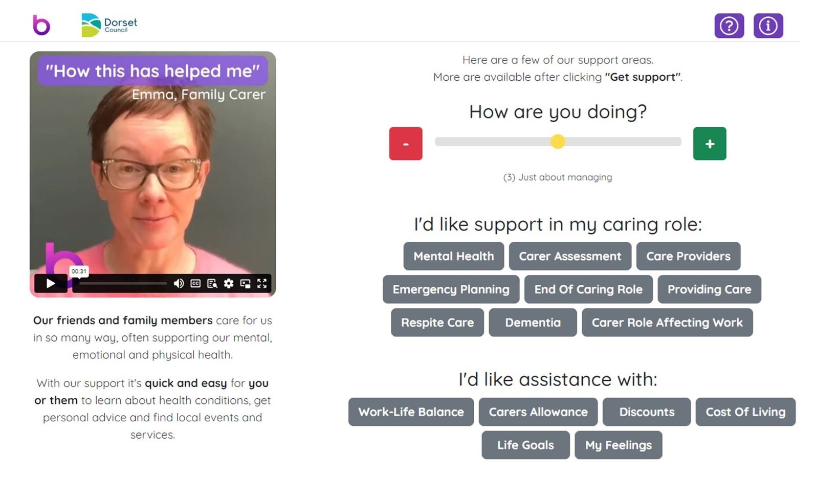 A screenshot of the Bridgit online support tool