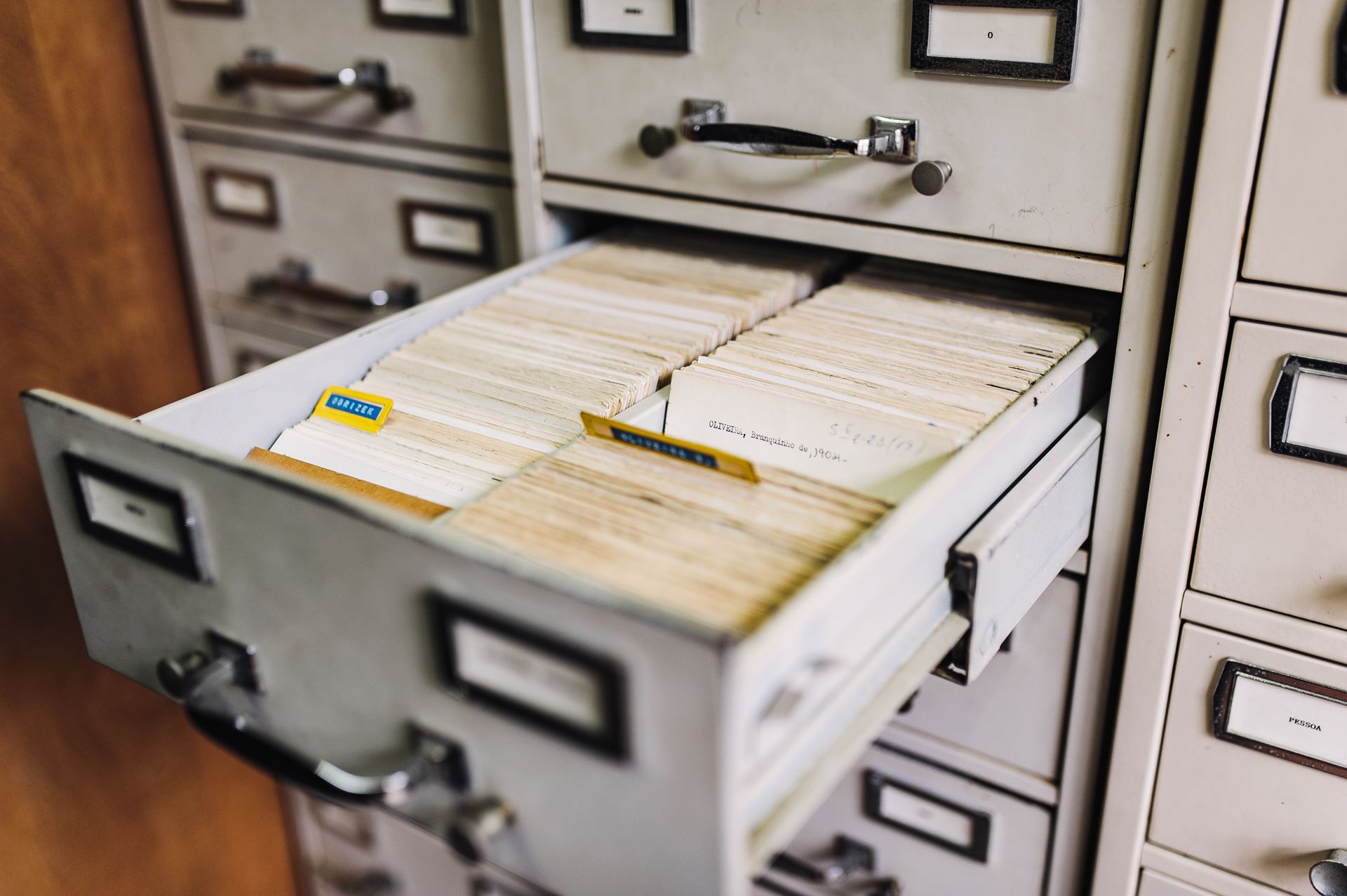 a filing cabinet of paper records