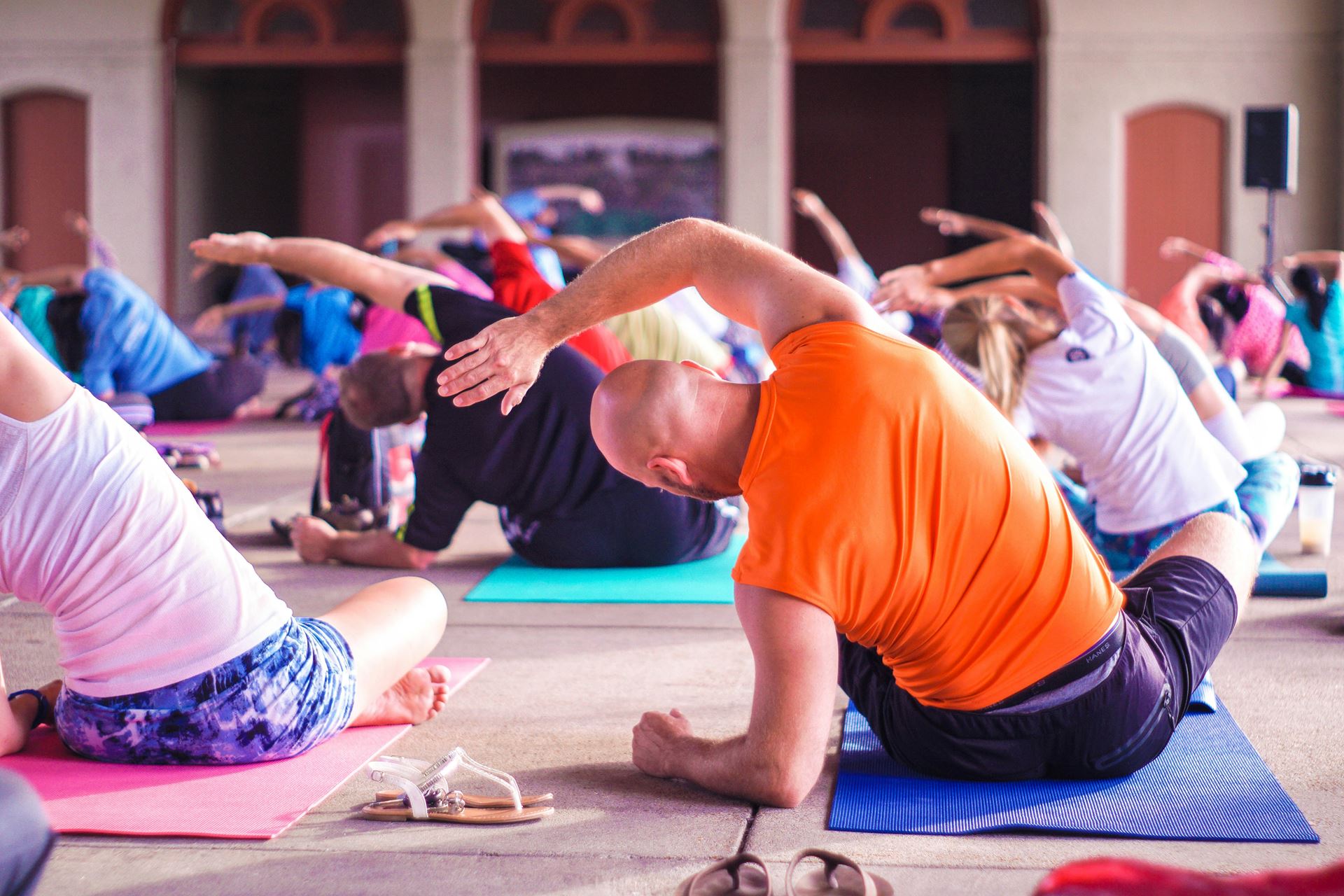 a stretching excercise class