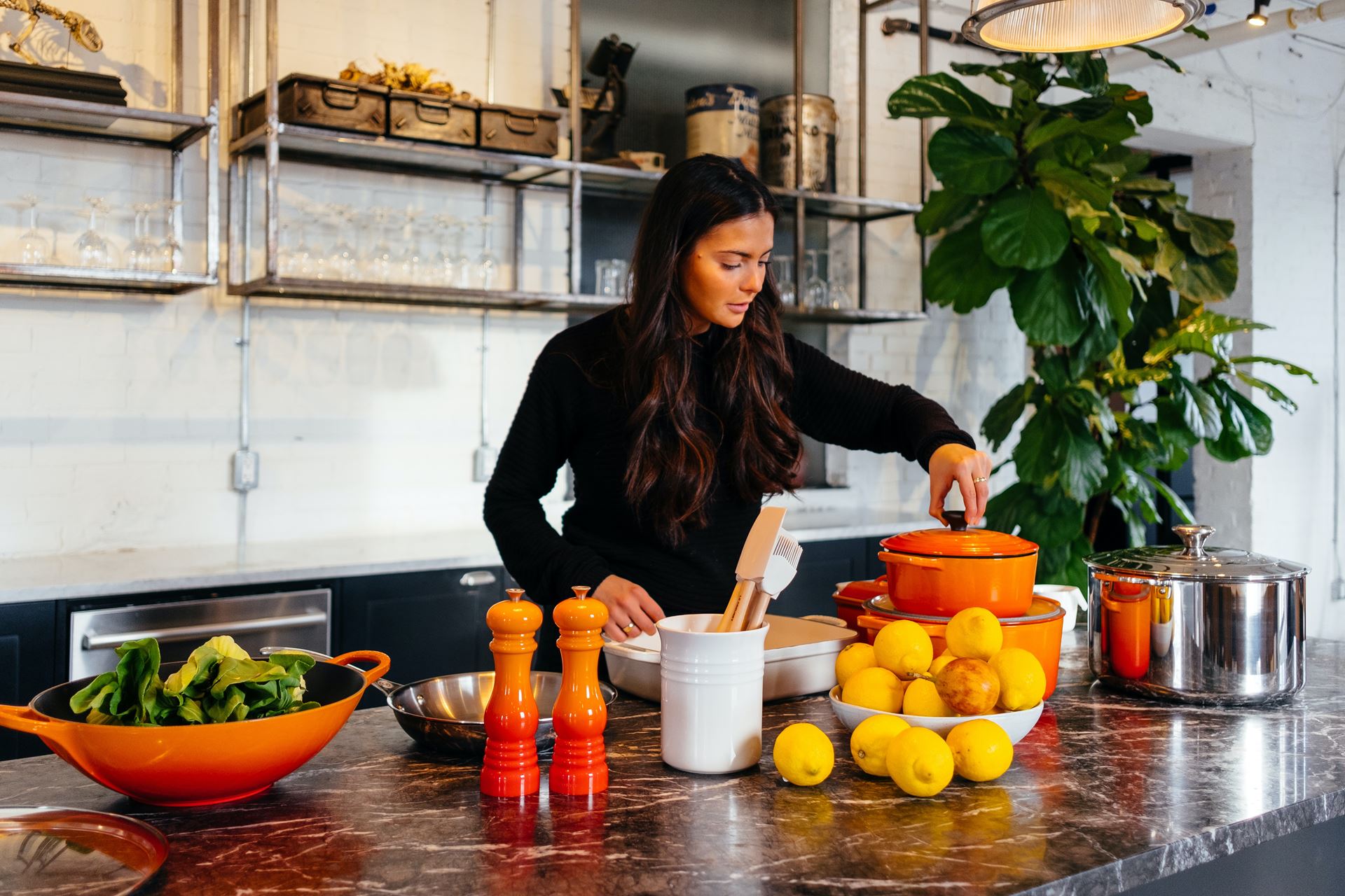 a woman preparing a healthy meal