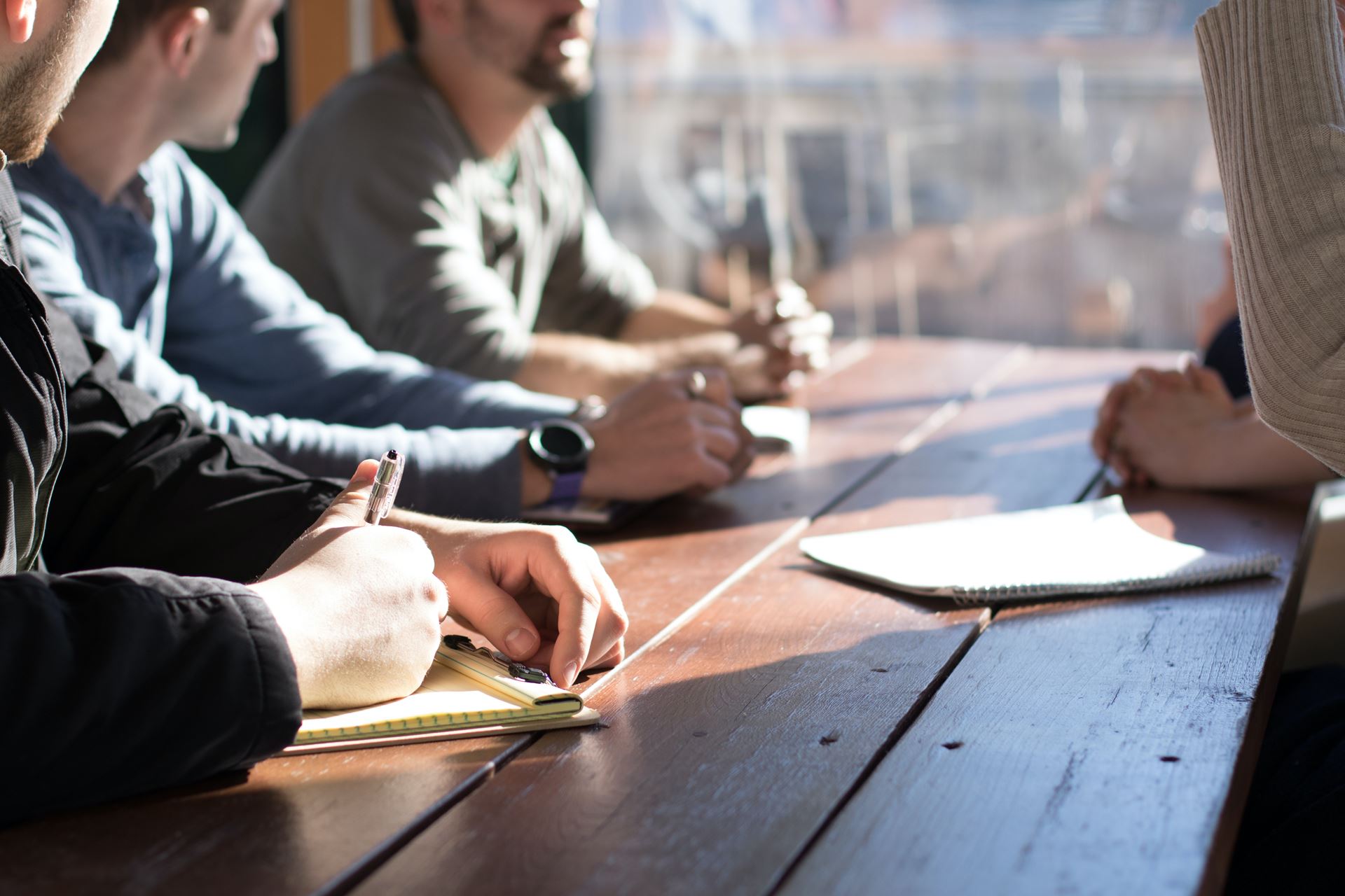 a group of people meeting